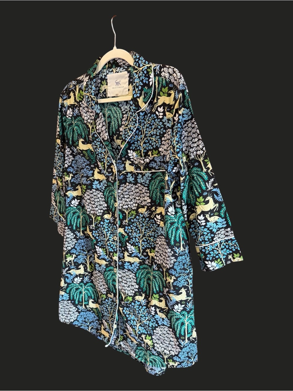 PRINTFRESH Sleep Shirt in Dashing Deer Organic Cotton Pajamas S - Picture 5 of 12